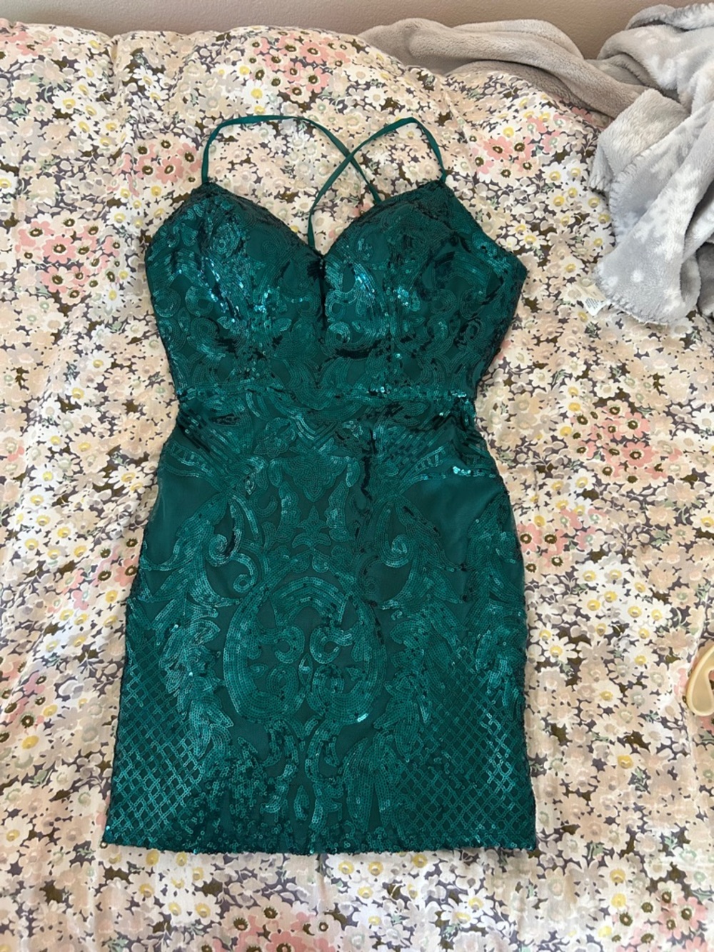 Emerald Green Sequin Bodycon Dress - Women